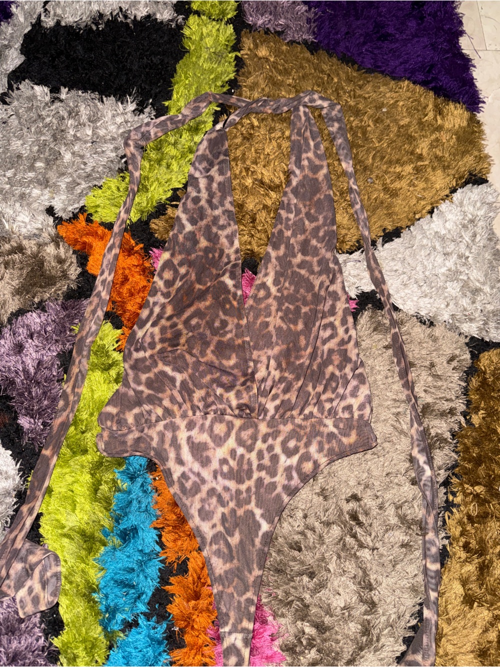 Zara Brown Leopard-Print Halter bodysuit size M